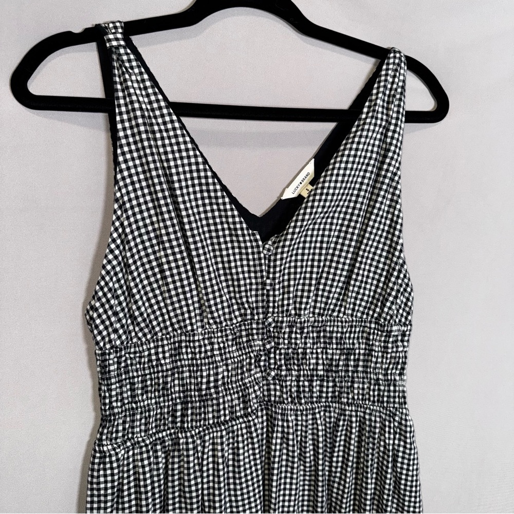 Lucky Brand V-Neck Smocked Waist Midi Dress - Picture 11 of 16